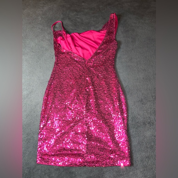 Forever 21 Size S Pink Sequin Sparkle Bodycon Mini Cocktail Party Dress - Picture 4 of 5